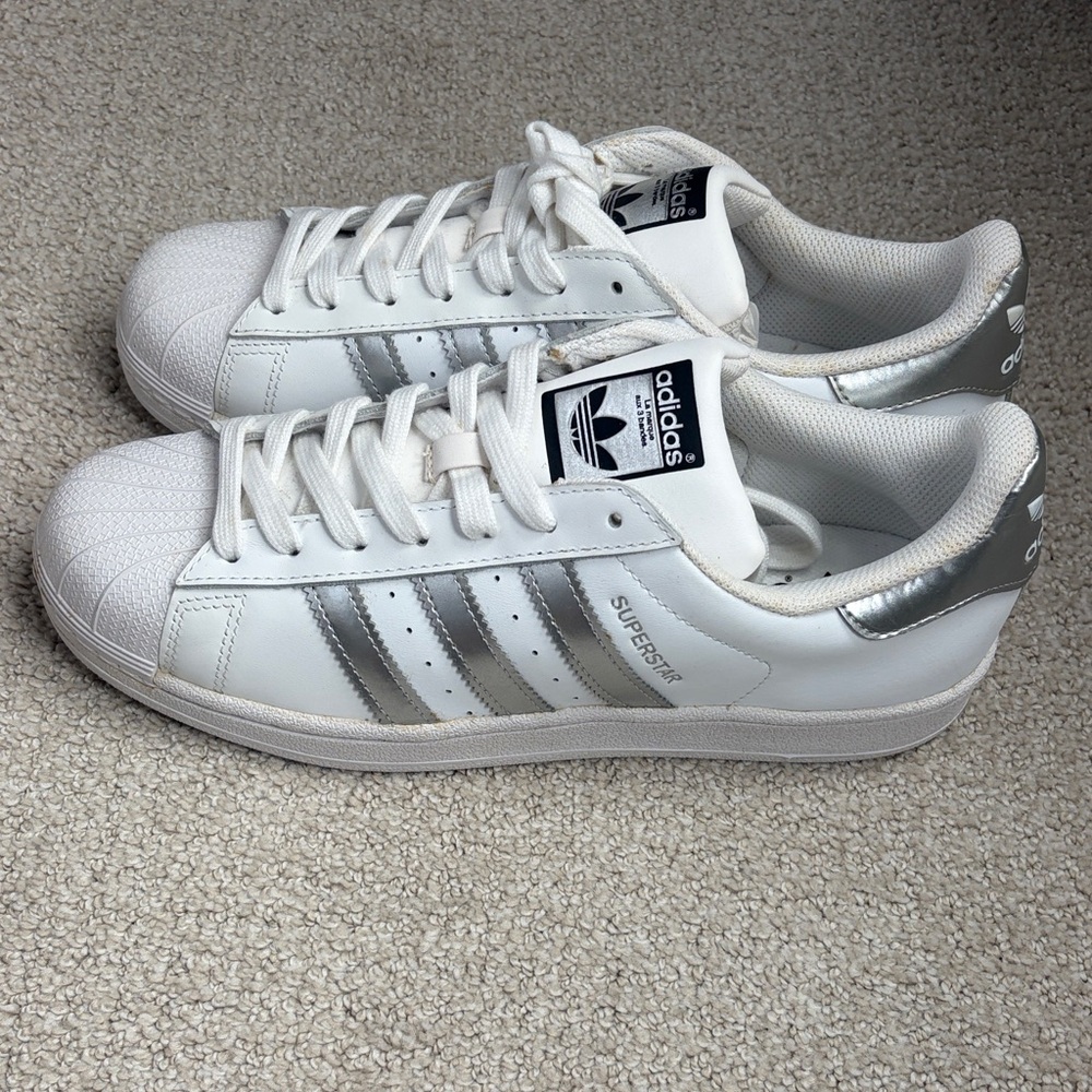 Adidas White and Silver Superstar Sneakers - Picture 15 of 15